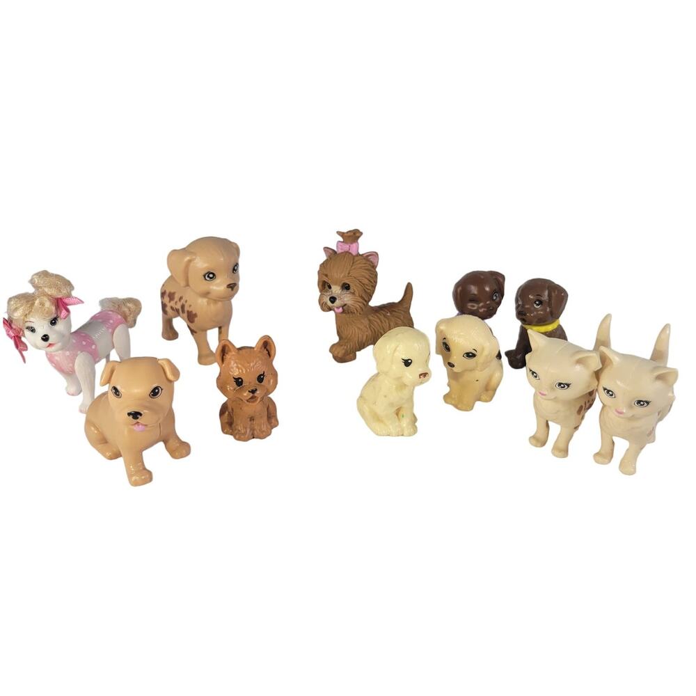 Barbie Pet Bundle Lot 11 Mini Dogs Cats Figures Accessories Toy Set Mixed Animal